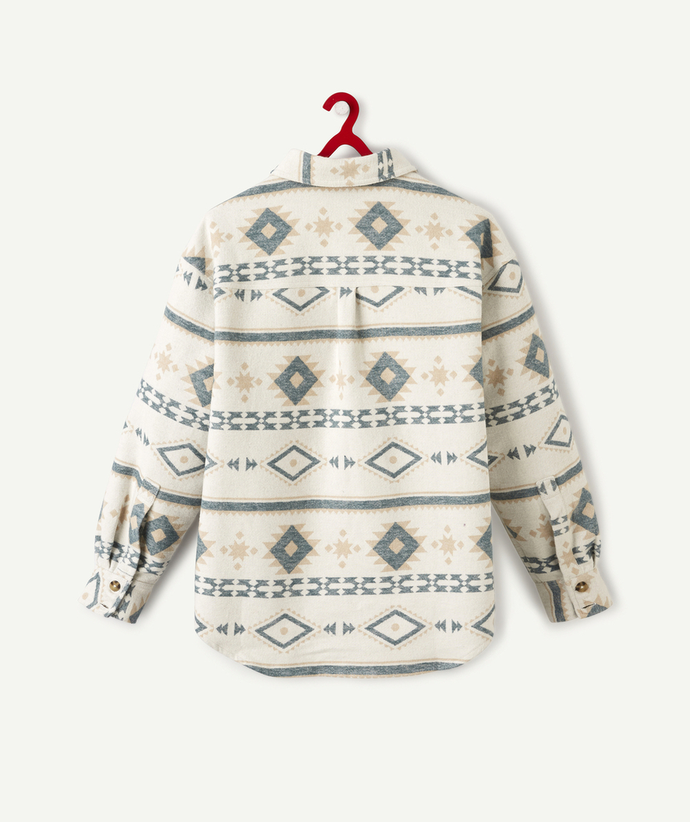 LA VESTE ÉCRUE EN COTON À MOTIFS ET AVEC POCHES