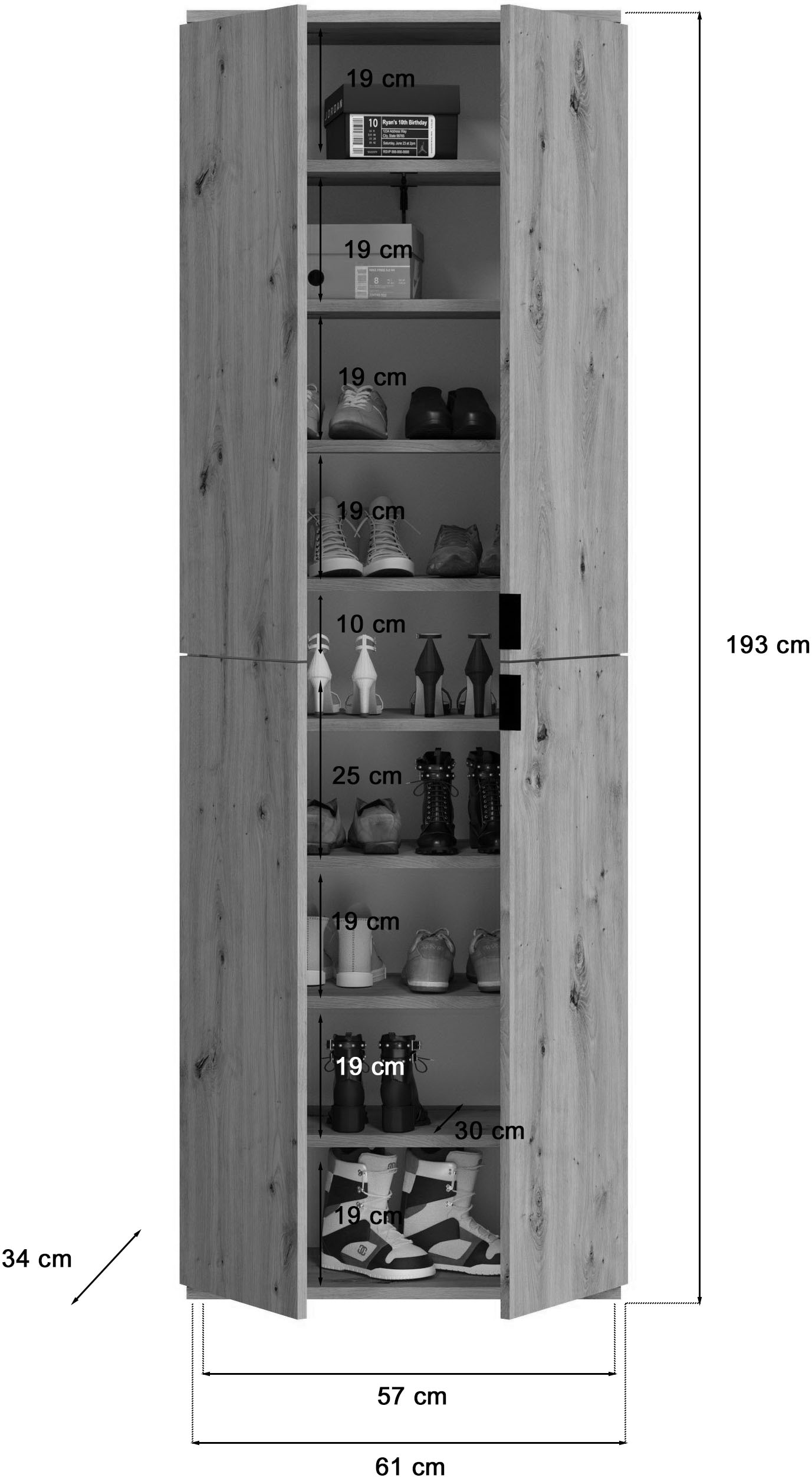 INOSIGN Garderoben-Set »Trondheim, Breite 212 cm, 5-teilig, bestehend aus:« Set, 4 Stk. tlg.