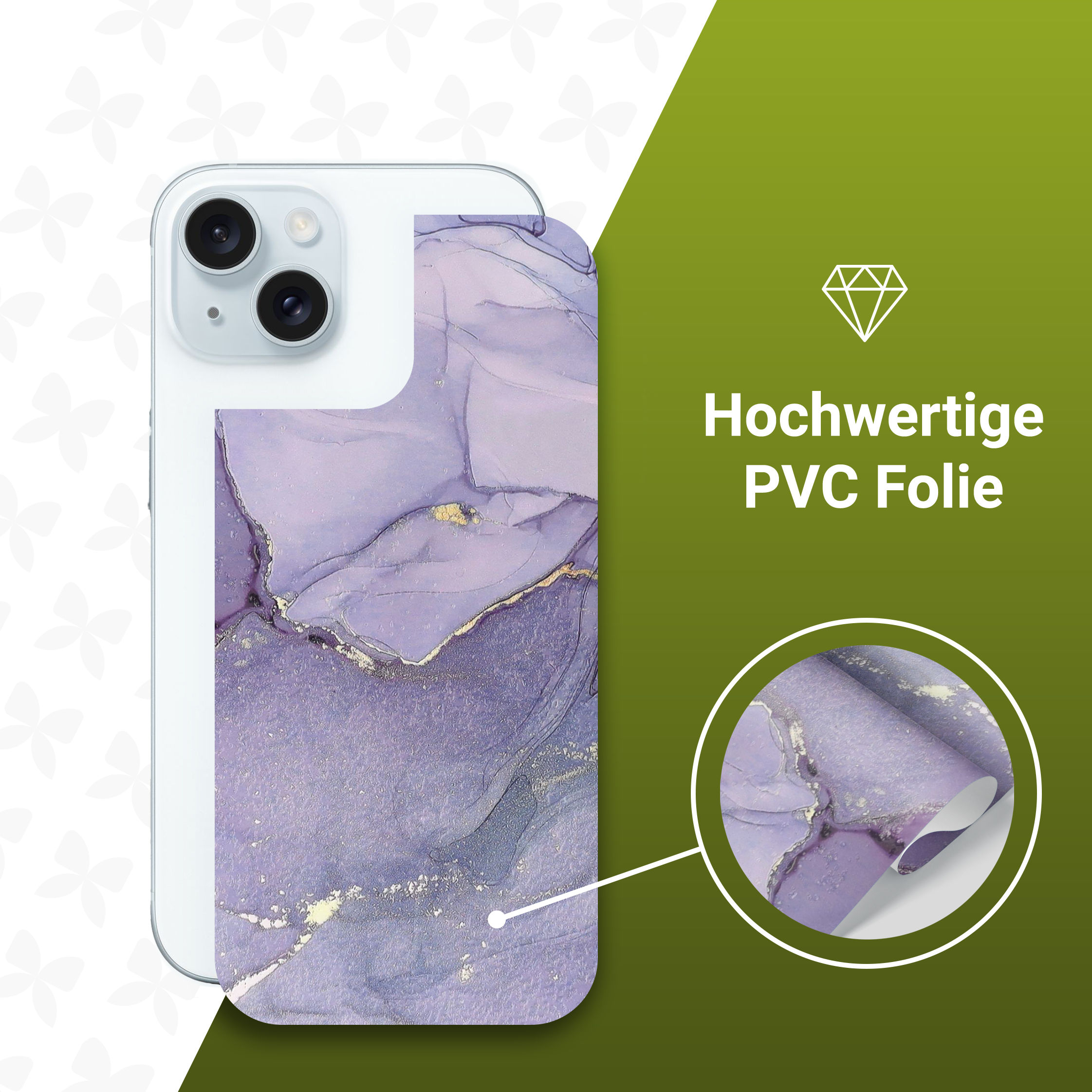 (2er Set) iPhone 13 Backcover Schutzfolie Swiss Made - Purple Chic Marmor