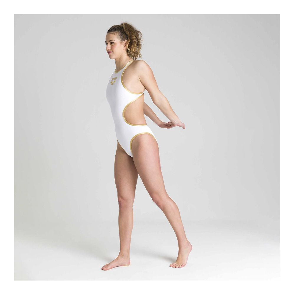 Arena ONE BIGLOGO - Maillot de bain 1 pièce Femme white/gold