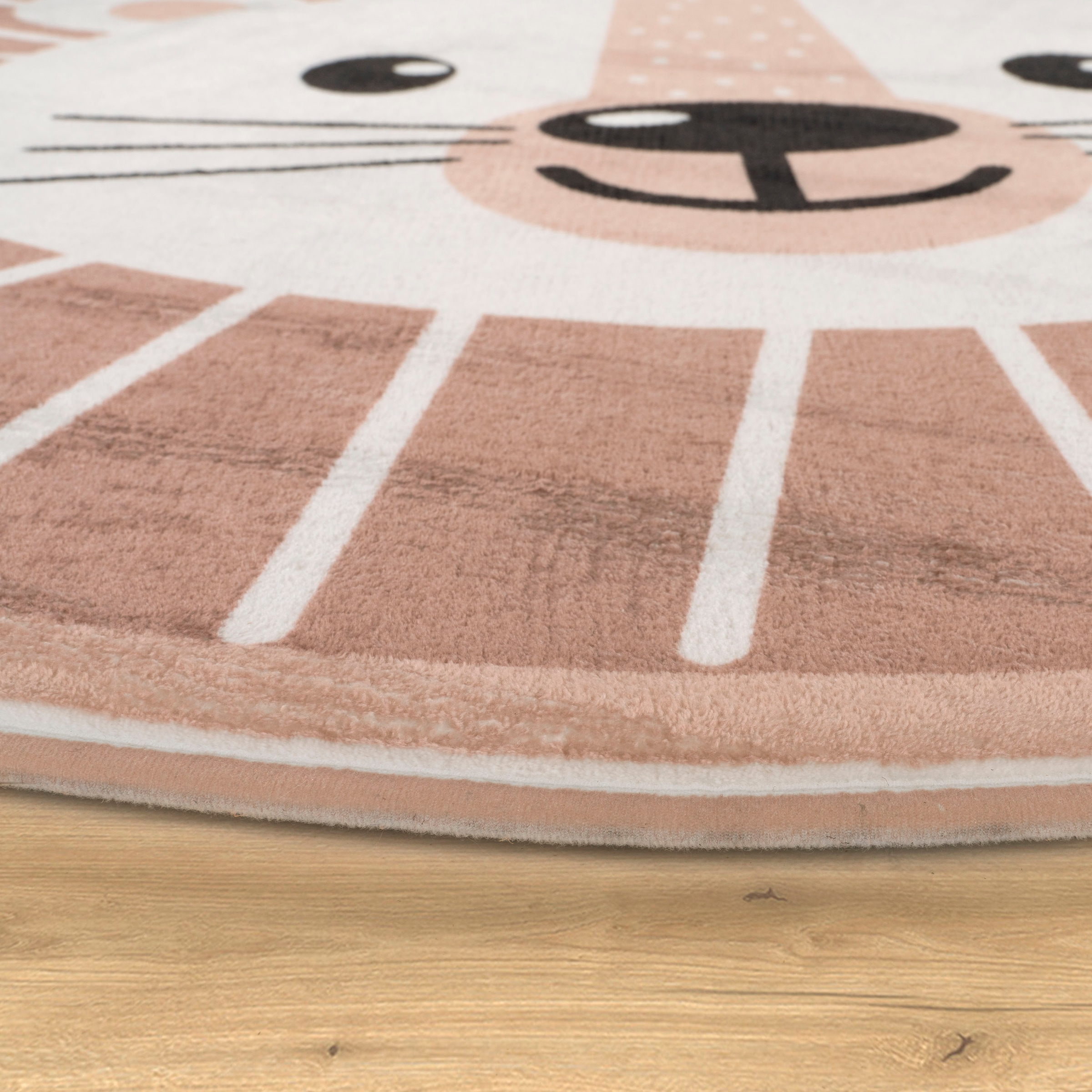 Paco Home Kinderteppich »Chicos 556« rund 2 mm Höhe Flachgewebe, Motiv Löwe, Kinderzimmer