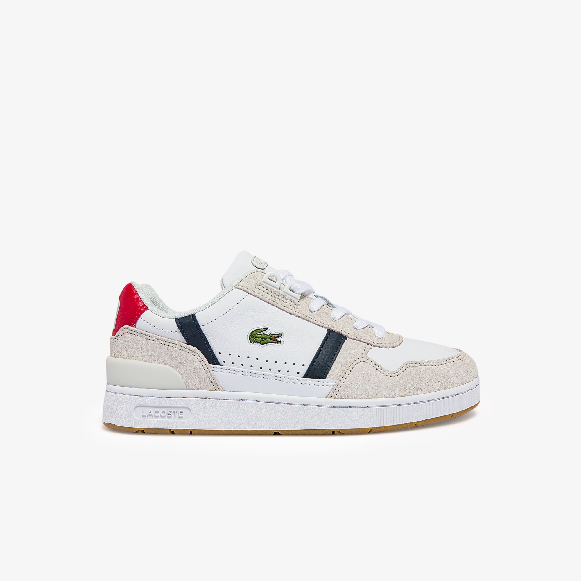 Sneakers T-Clip femme tricolore en cuir et daim Sneakers - Blanc - Lacoste - Femme