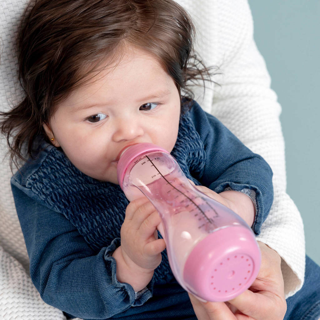 erg fijne flesHandgreep Babyfles - 240 ml - Roze