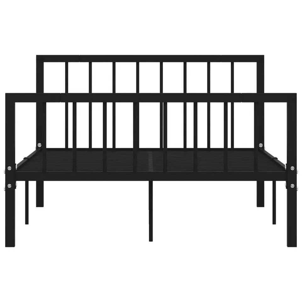vidaXL - Bed frame met hoofdeinde en lattenbodem - Zwart - Metaal - 120x200 cm