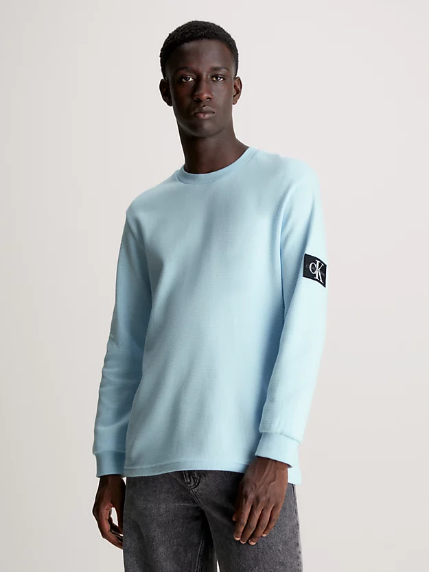 Camiseta de manga comprida com modelagem slim e padrão favo de mel