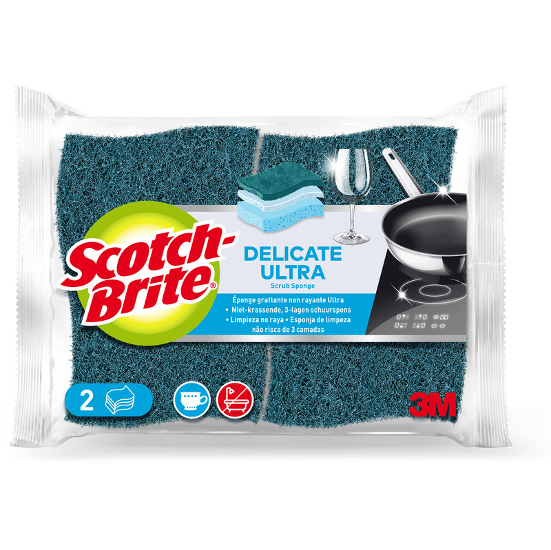 Scotch-Brite Schwamm Delicate Ultra, kratzfrei, 2 Stück, blau