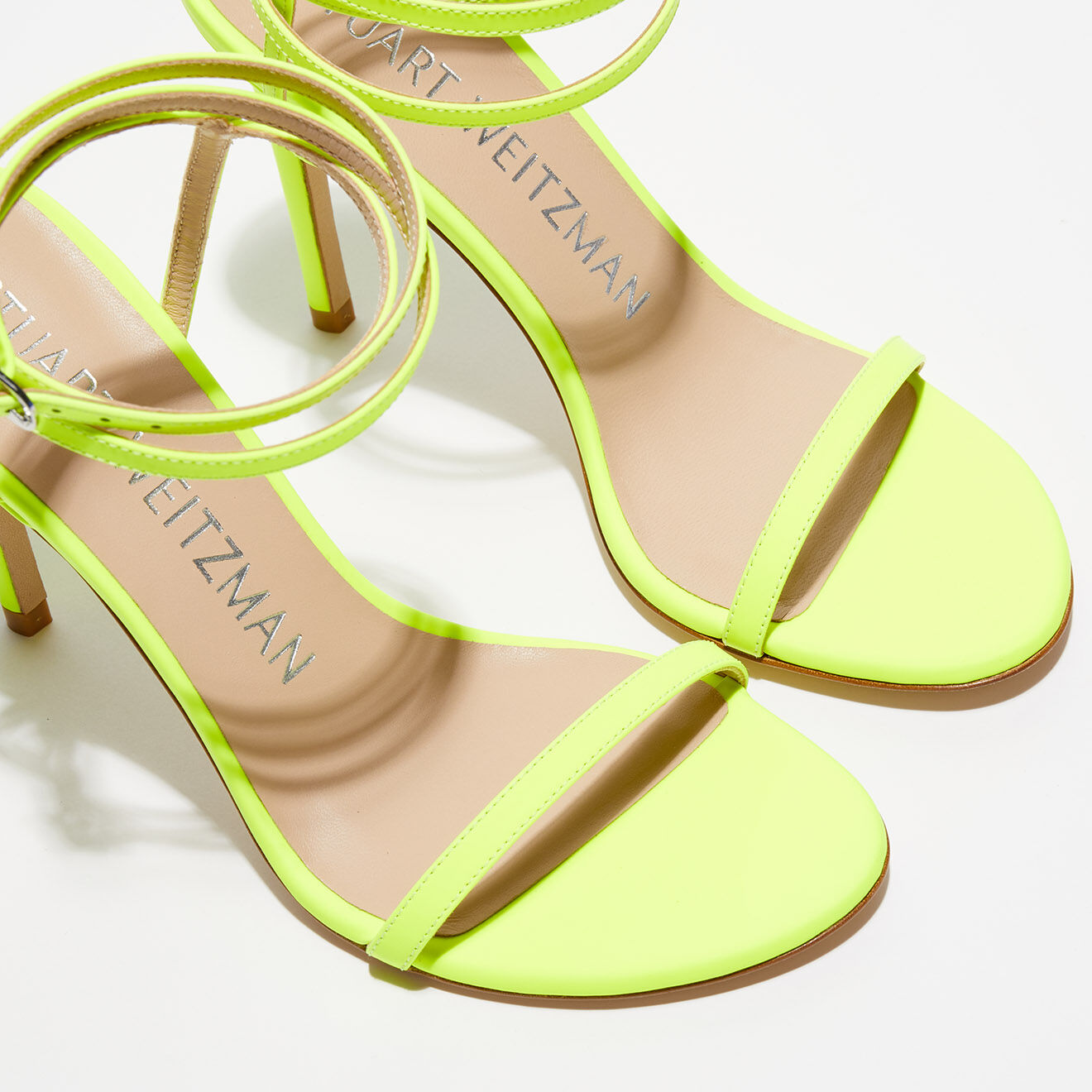Stuart Weitzman Sandales en Cuir Brelynude 100 jaune fluo - Talon 10 cm