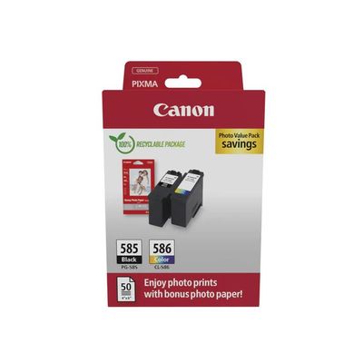 Canon PG-585/CL-586 Photo Value Pack - Pack de 2 - noir, couleur (cyan, magenta, jaune) - boîte de suspension - jeu de papier / cartouche d'encre