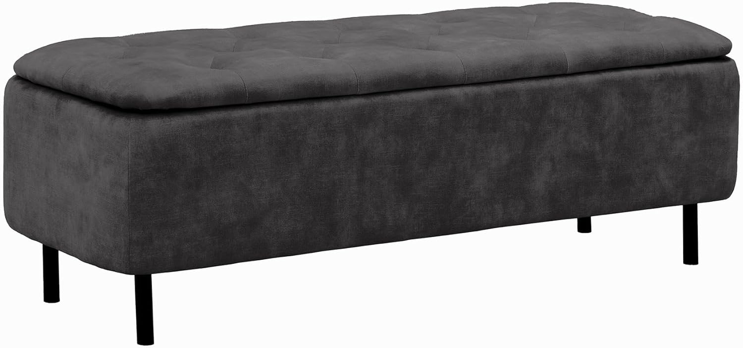 Riess Ambiente Extravagante Polsterbank EN Vogue - 120cm - grau schwarz - Samt mit Stauraum Metallbeine Sitzbank