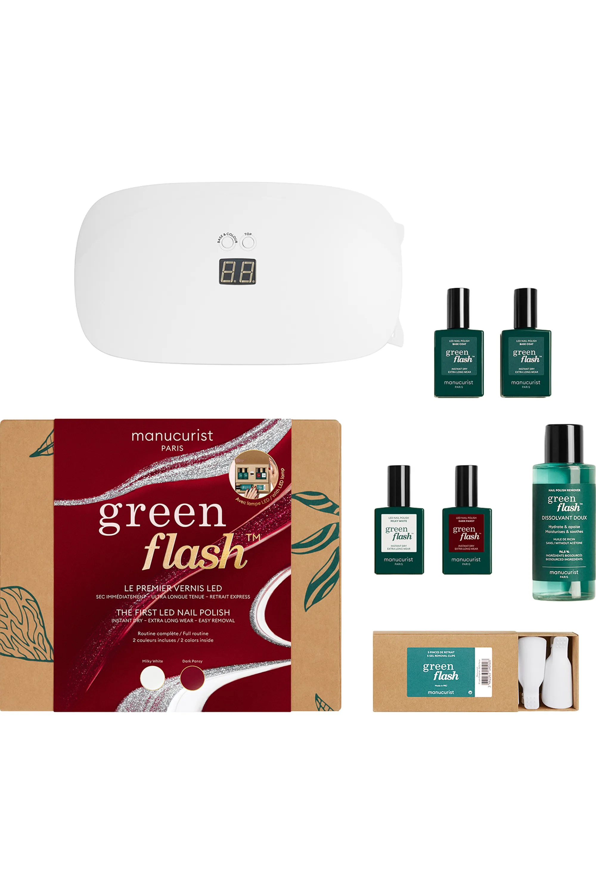 Manucurist Coffret routine semi- permanent Green Flash 24W avec 2 vernis inclus-800 g