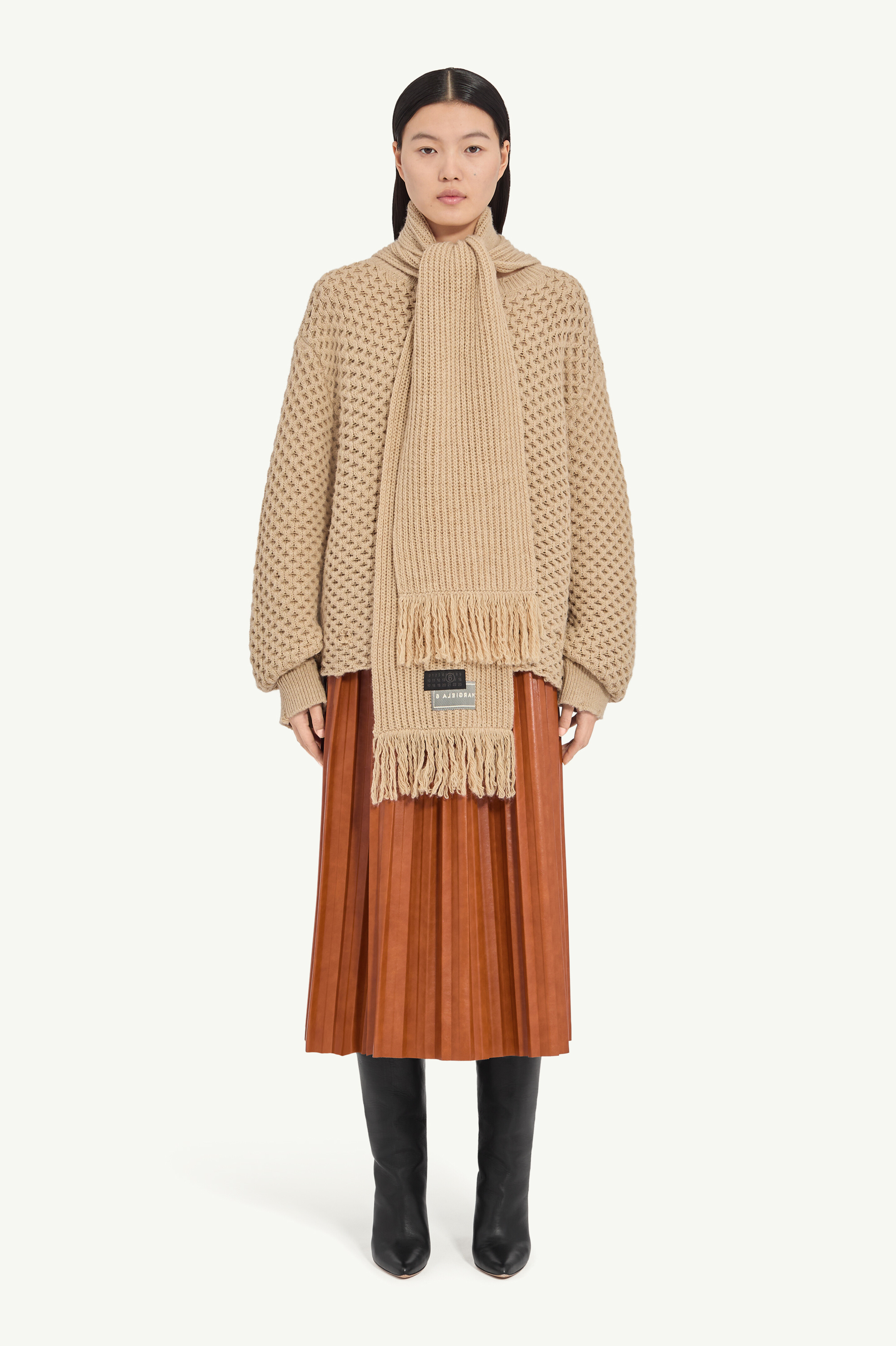 Pull en maille avec écharpe en laine pour femme | MM6