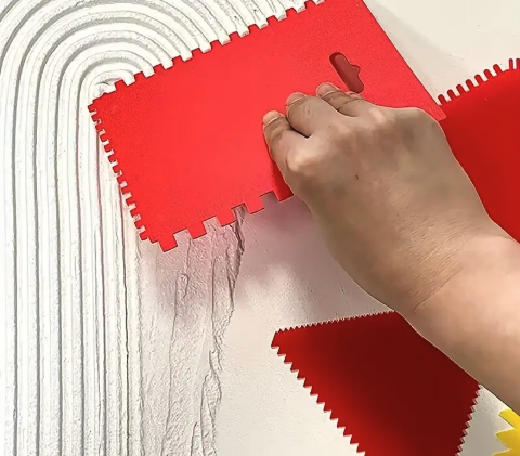 (3er Set) Zahn Spachtel Künstler Werkzeug Mal Dreieck DIY Struktur Spachtel Kamm - Rot