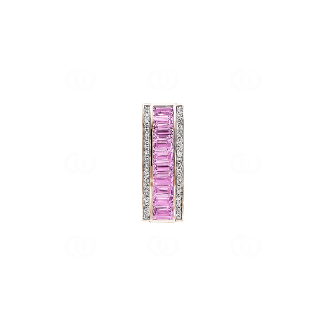 Anhänger 750/18 K Roségold mit pinken Saphiren & Diamanten 0.15 ct H/si