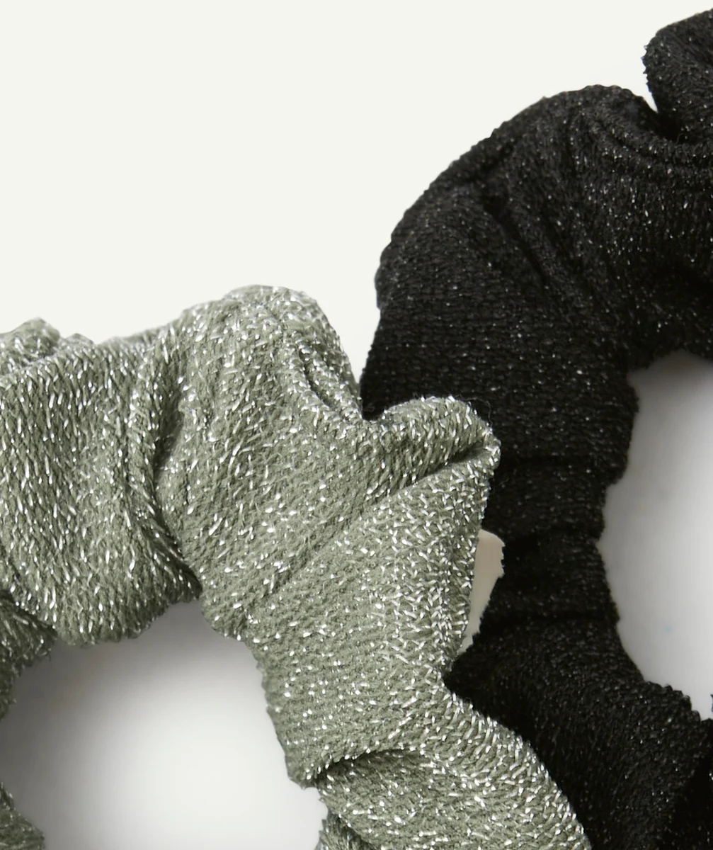 lot de 2 chouchous fille à paillettes noir et vert