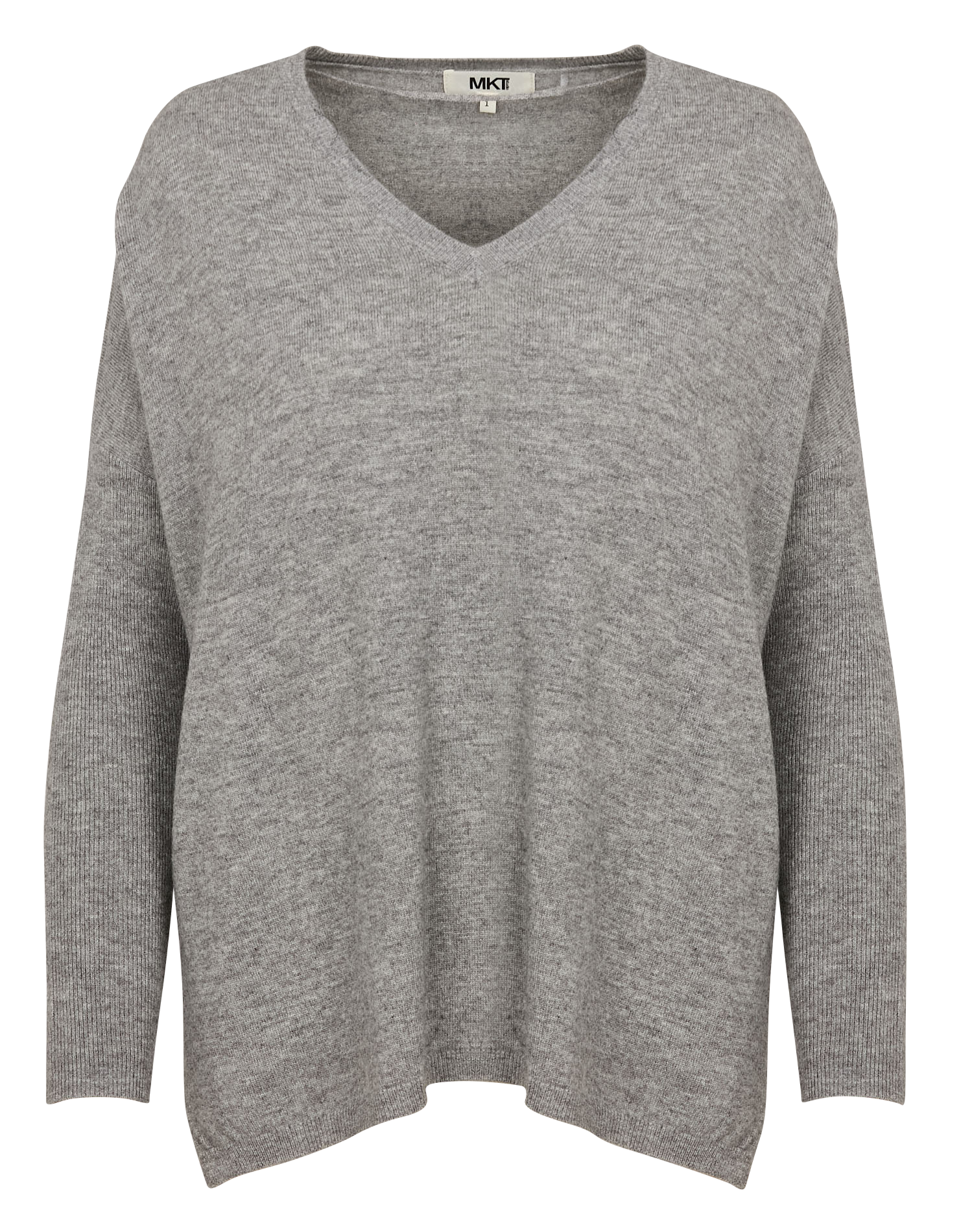 KOUROU - Pull ample col V en laine| Gris