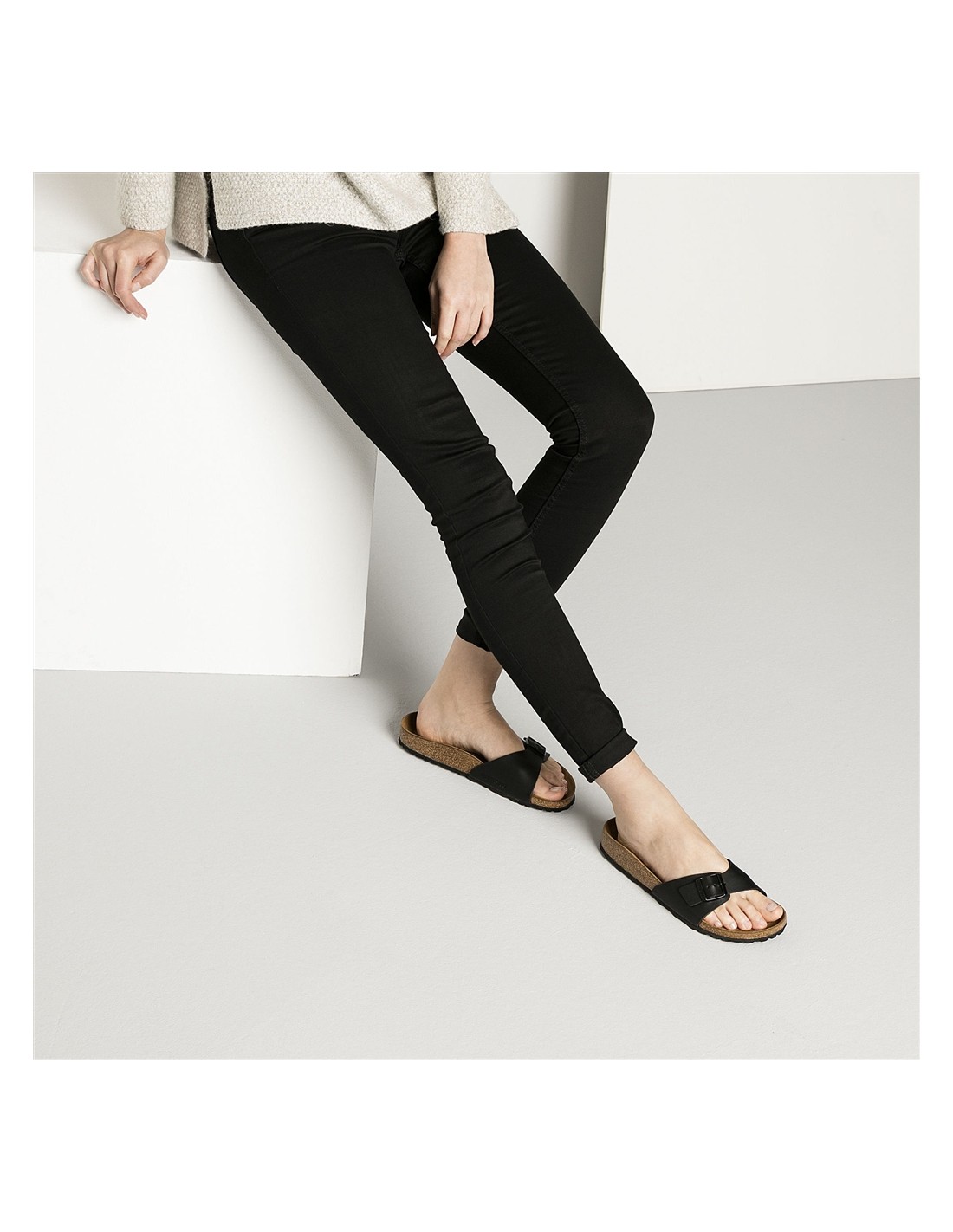 birkenstock claquettes femme madrid cuir noir