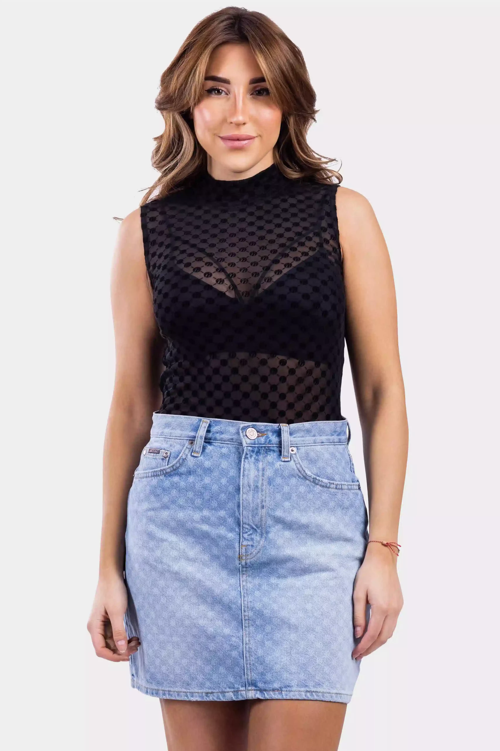 Malelions Sleeveless Monogram Bodysuit Dames Zwart