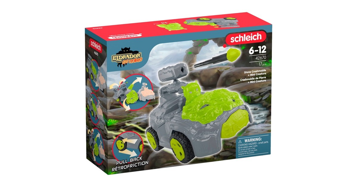 SchleichEldrador - Steen-crashmobiel met Mini Creature speelfiguur  (42670)