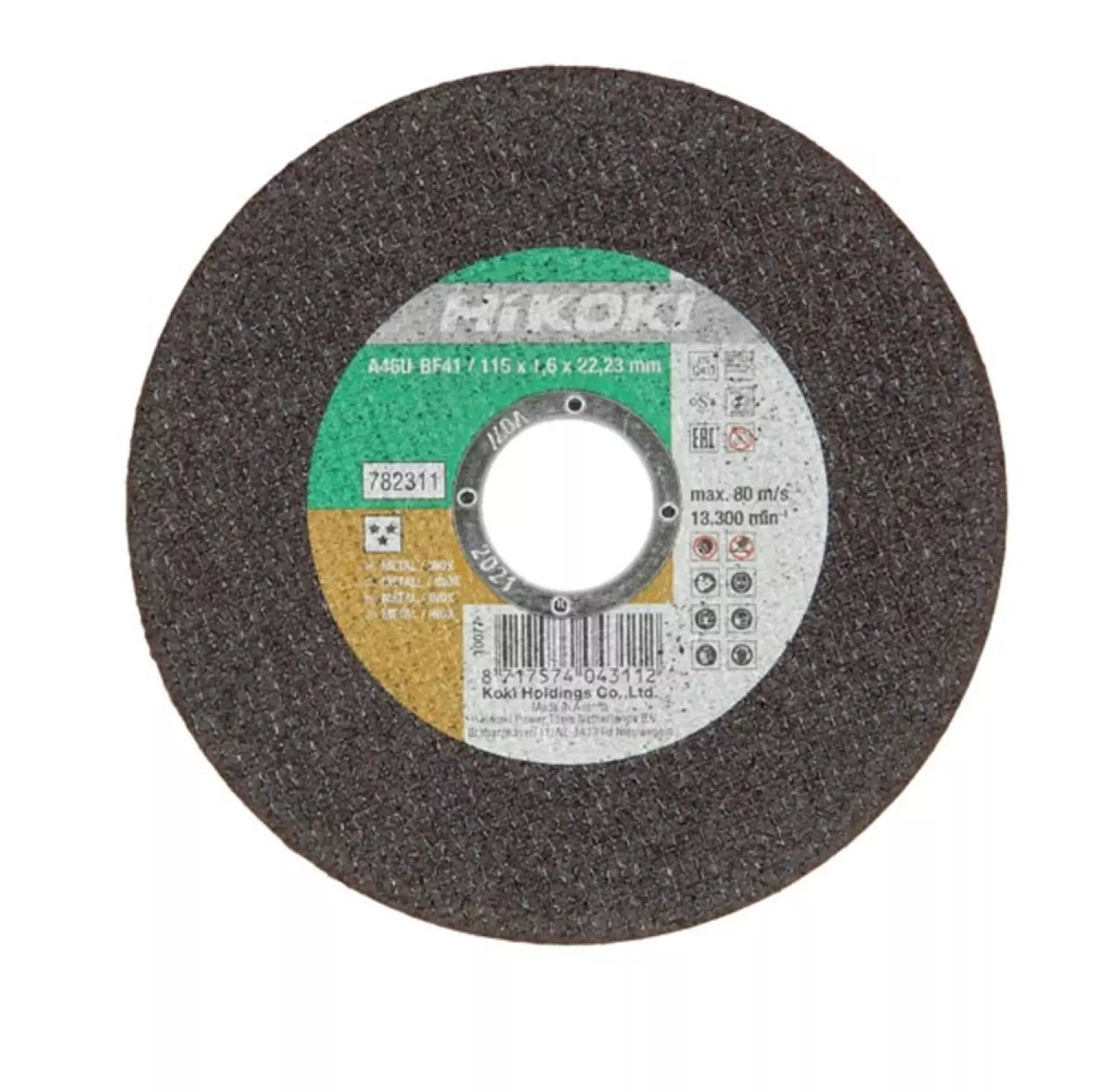 HiKOKI 782312 Doorslijpschijf - 125 x 22,23 x 1,6mm - RVS - metaal