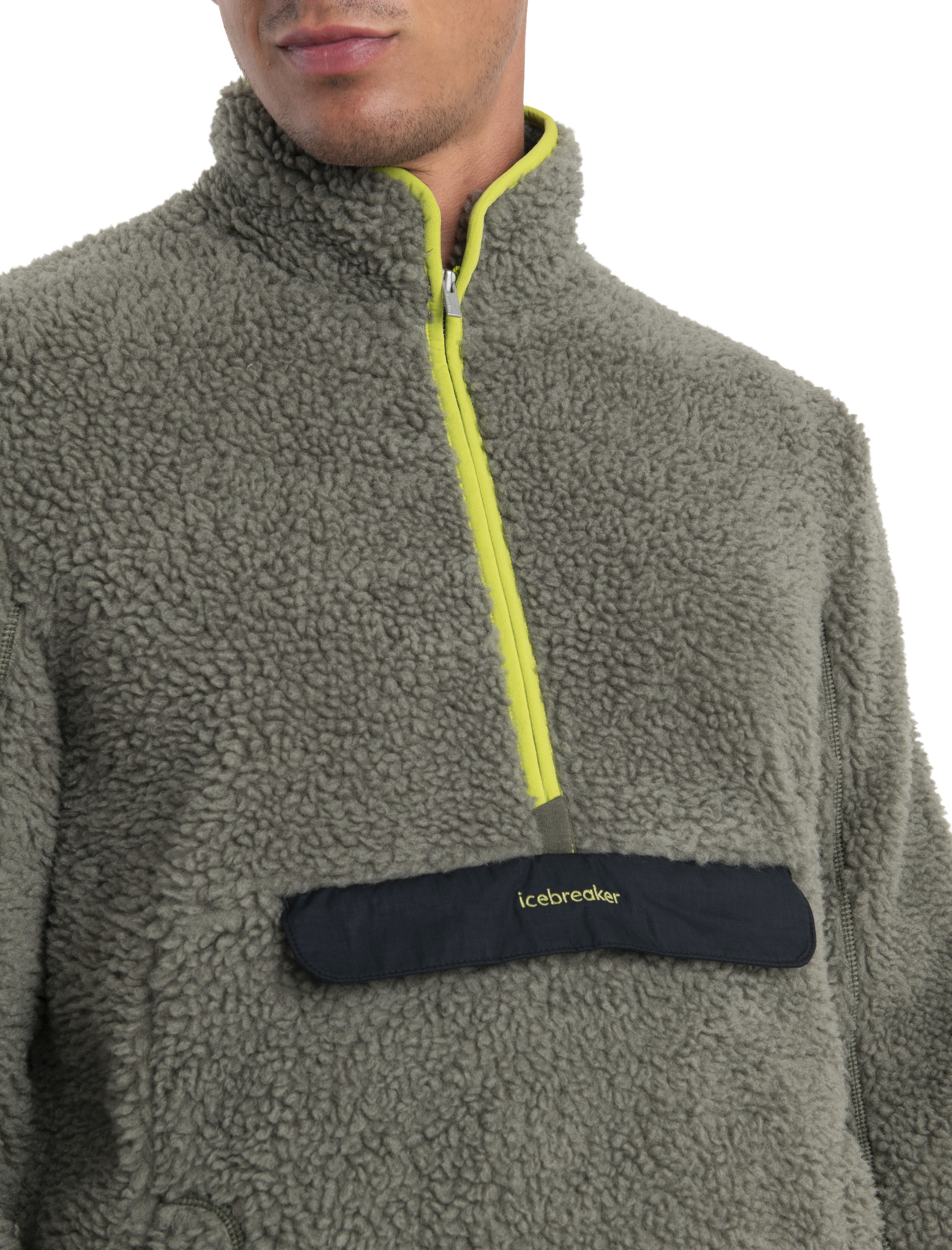 ICL RealFleece Sherpa LS Half Zip Herre Loden/Black/Bio Lime/Cb