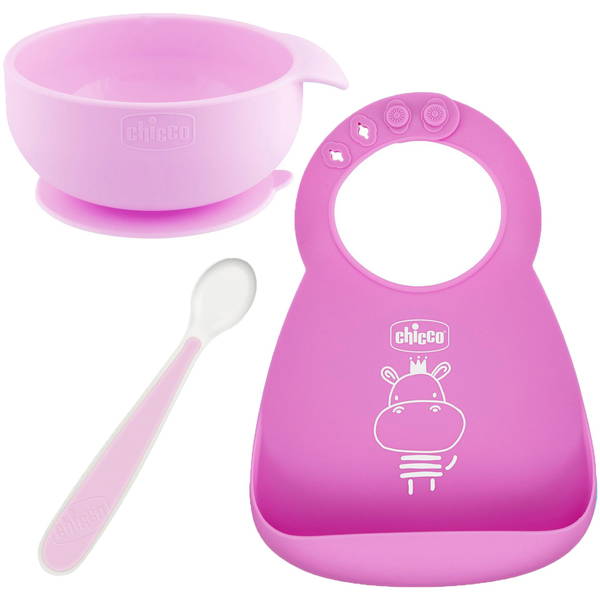ChiccoChicco   Silikon Mahlzeiten Set pink