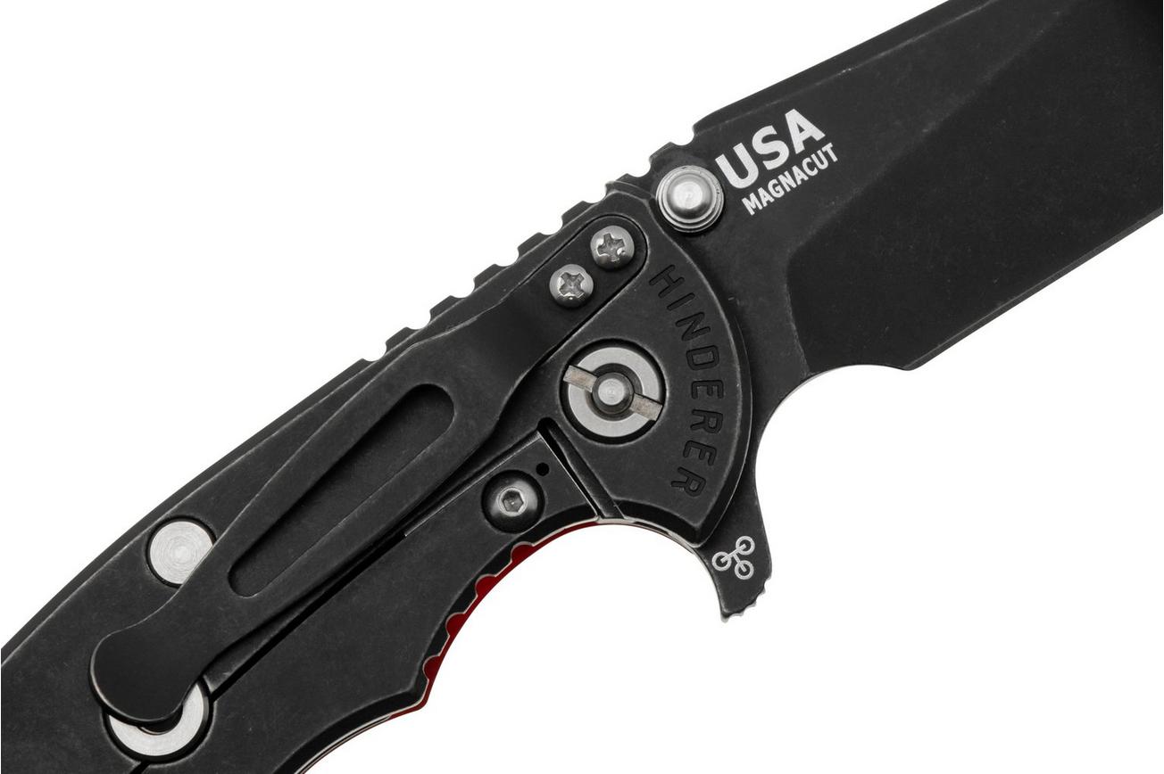 Rick Hinderer XM18 3.5 Skinny Slicer Magnacut Black DLC Red G10, zakmes