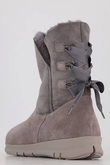 Vitaform, Leder-Stiefeletten, Lammfell, Schleife, Weite H