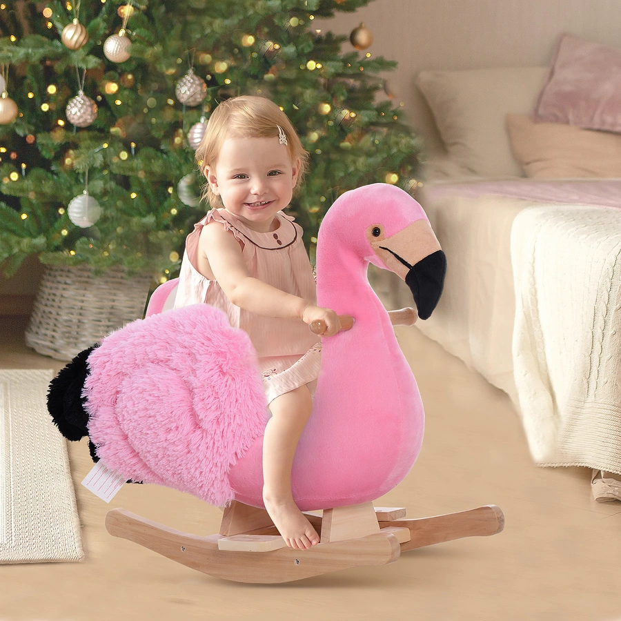 HOMCOM Kinder Schaukeltier als Flamingo rosa