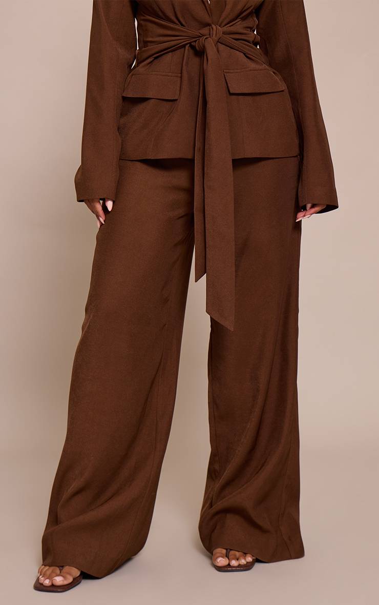 Chocolat Pantalon Large Tissé À Jambes Évasées Coordonné Shape