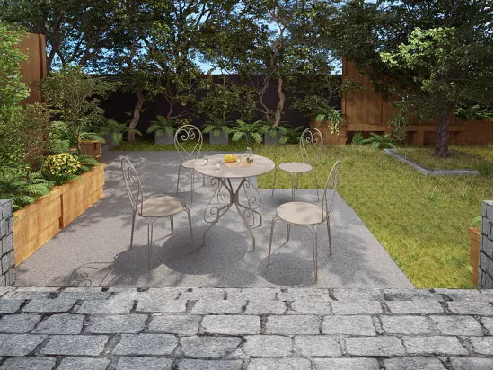 Lot de 4 chaises de jardin empilables en métal façon fer forgé - Beige - GUERMANTES de MYLIA