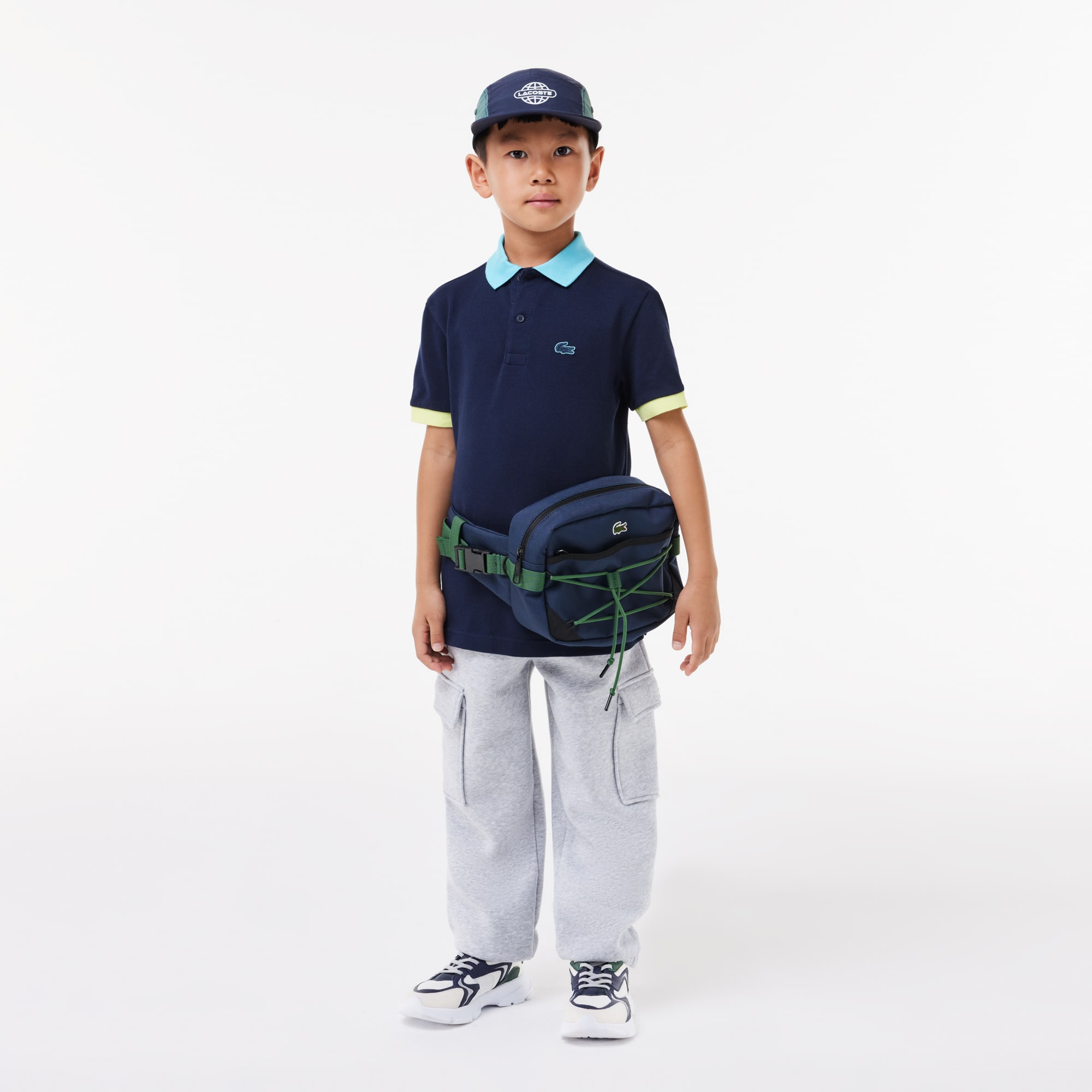 Polo color-block en piqué de coton Polos - Bleu - Lacoste - Garçon