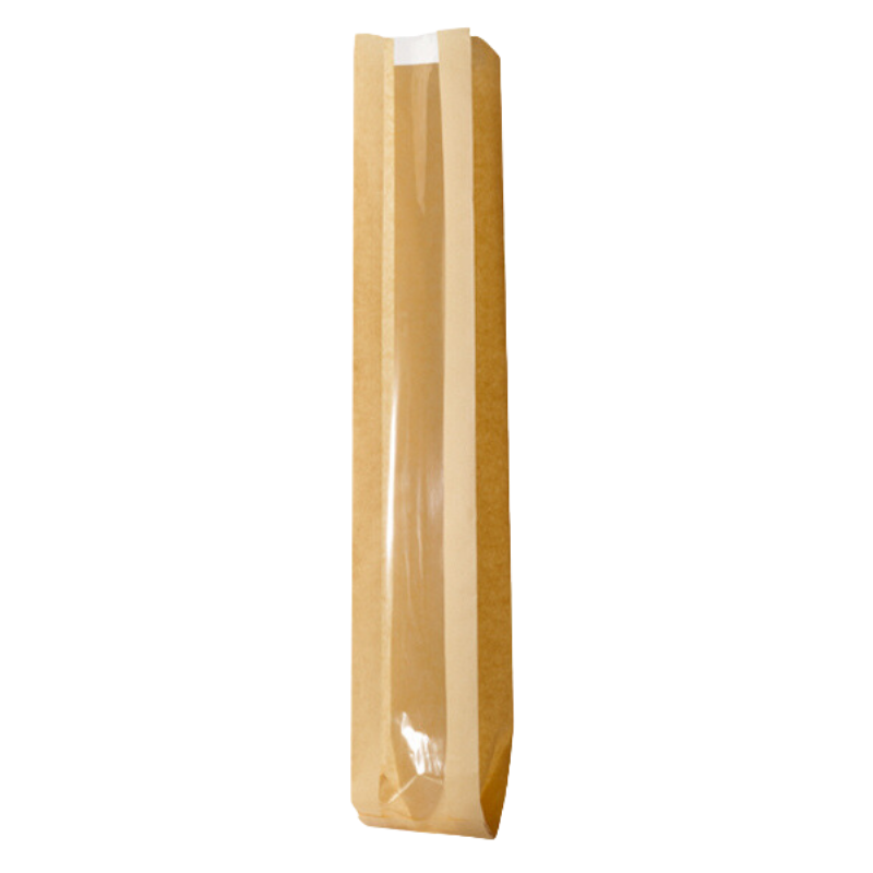 Broodzak met venster 10+18x58cm kraft