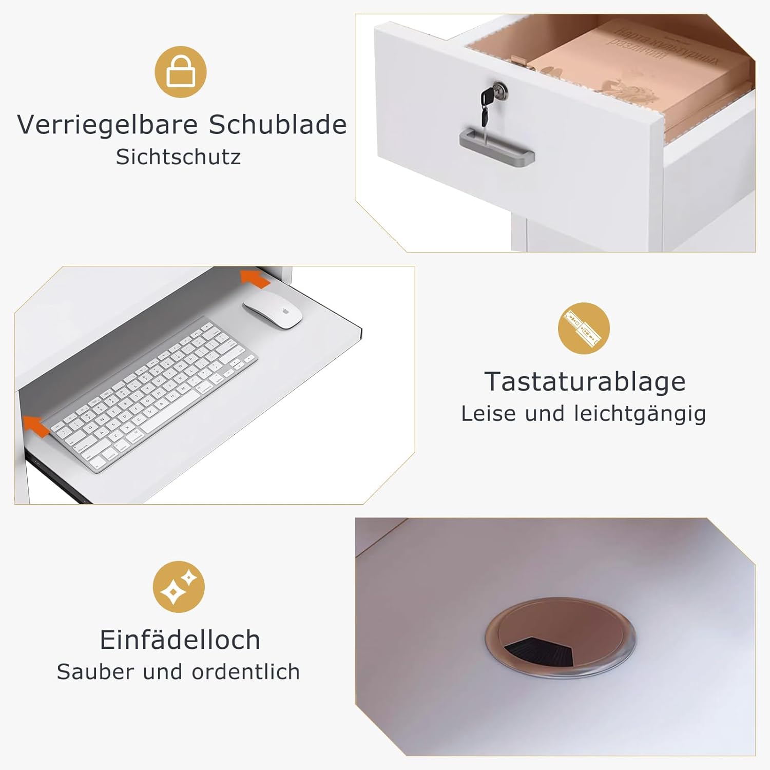 Empfangstheke mit Stauraum und offenen Fächern, Empfangstresen für Empfang, 100–240 cm Tresen für Geschäft, Salon, Studio, Empfangsbereich & Kasse