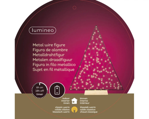 LED-metalen draadboomfiguur, 150 LED's, warm wit licht