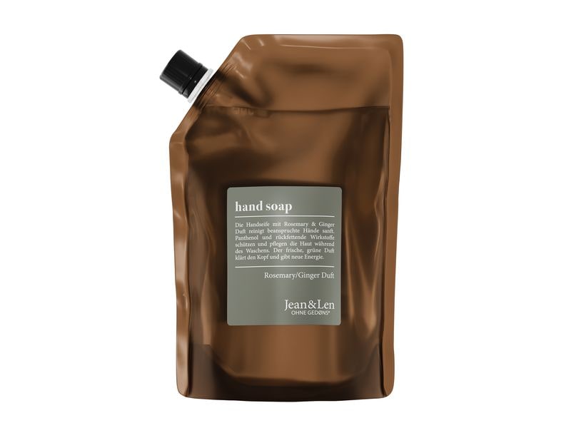 Jean & Len Flüssigseife Rosemary and Ginger 500 ml Natürliche Handseife im nachhaltigen Nachfüllbeutel