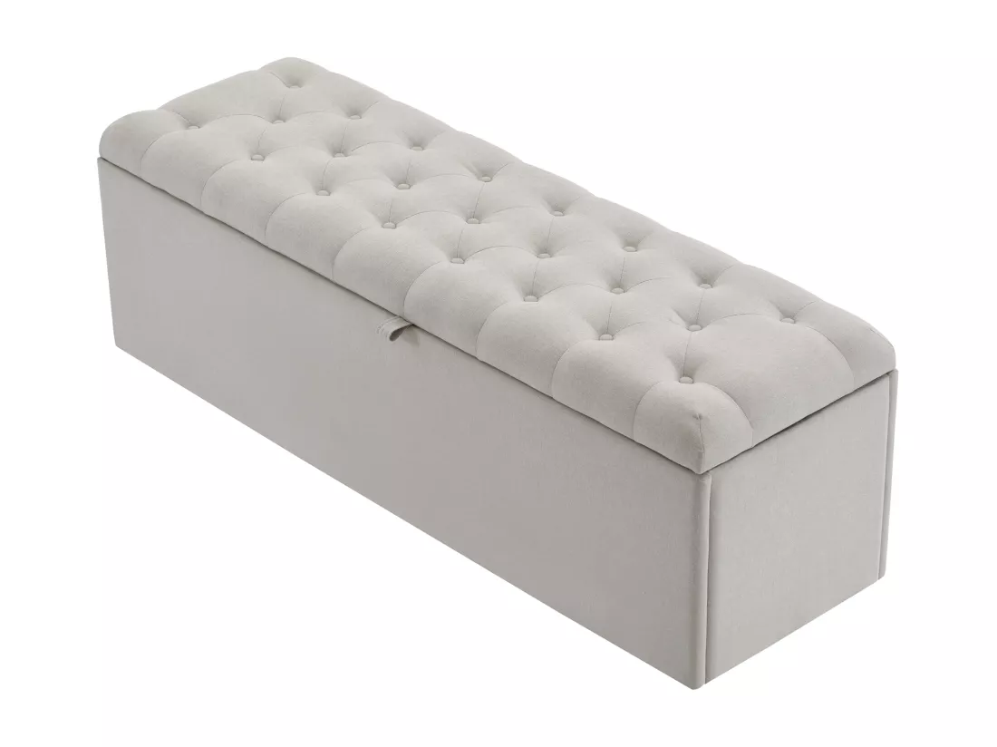 Banc coffre rembourré en lin - Gris clair