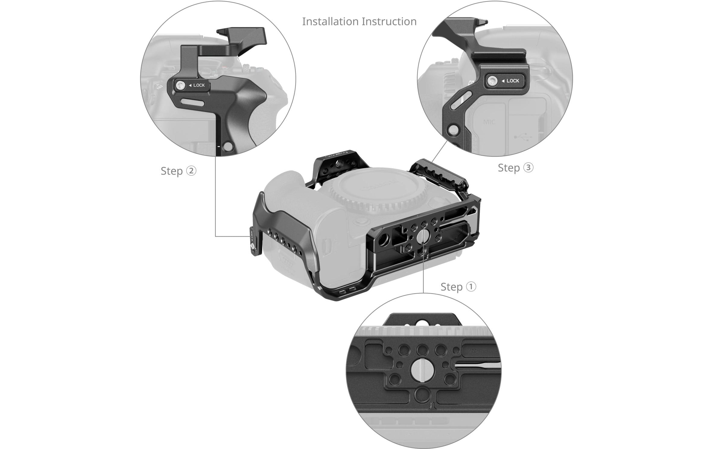 Cage für Canon EOS R5 Mark IISchützt die Kamera und bietet Anschlussmöglichkeiten