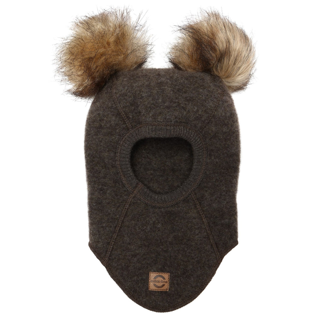 Køb Mikk-Line Dark Brown Melange Uld Elefanthue med Pom Pom