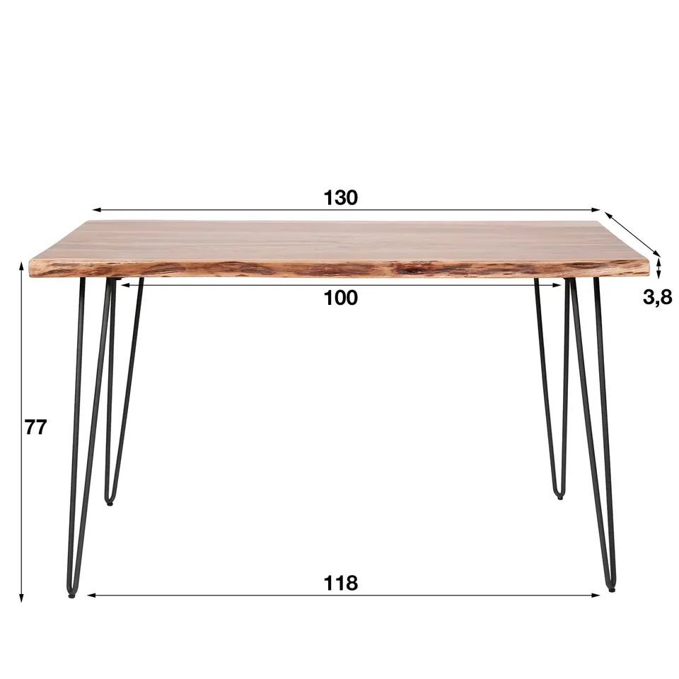 Industriële eettafel acaciahout Novi 130x70 cm - Hout - Bruin