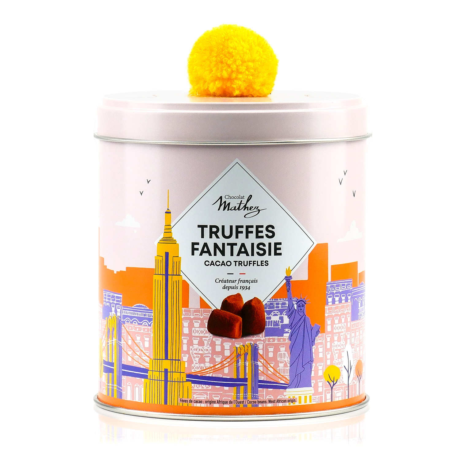 Truffes fantaisie au pop corn en mini boite métal Travel New York