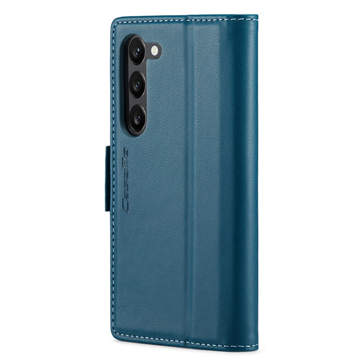 Samsung Galaxy S24  Plus Leder Tasche Flip Wallet Etui mit Kartenfächern Litchi Look (RFID Schutz) - Blaugrün