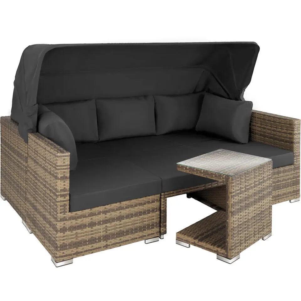 tectake Wicker loungeset San Marino met aluminium frame, Natuur