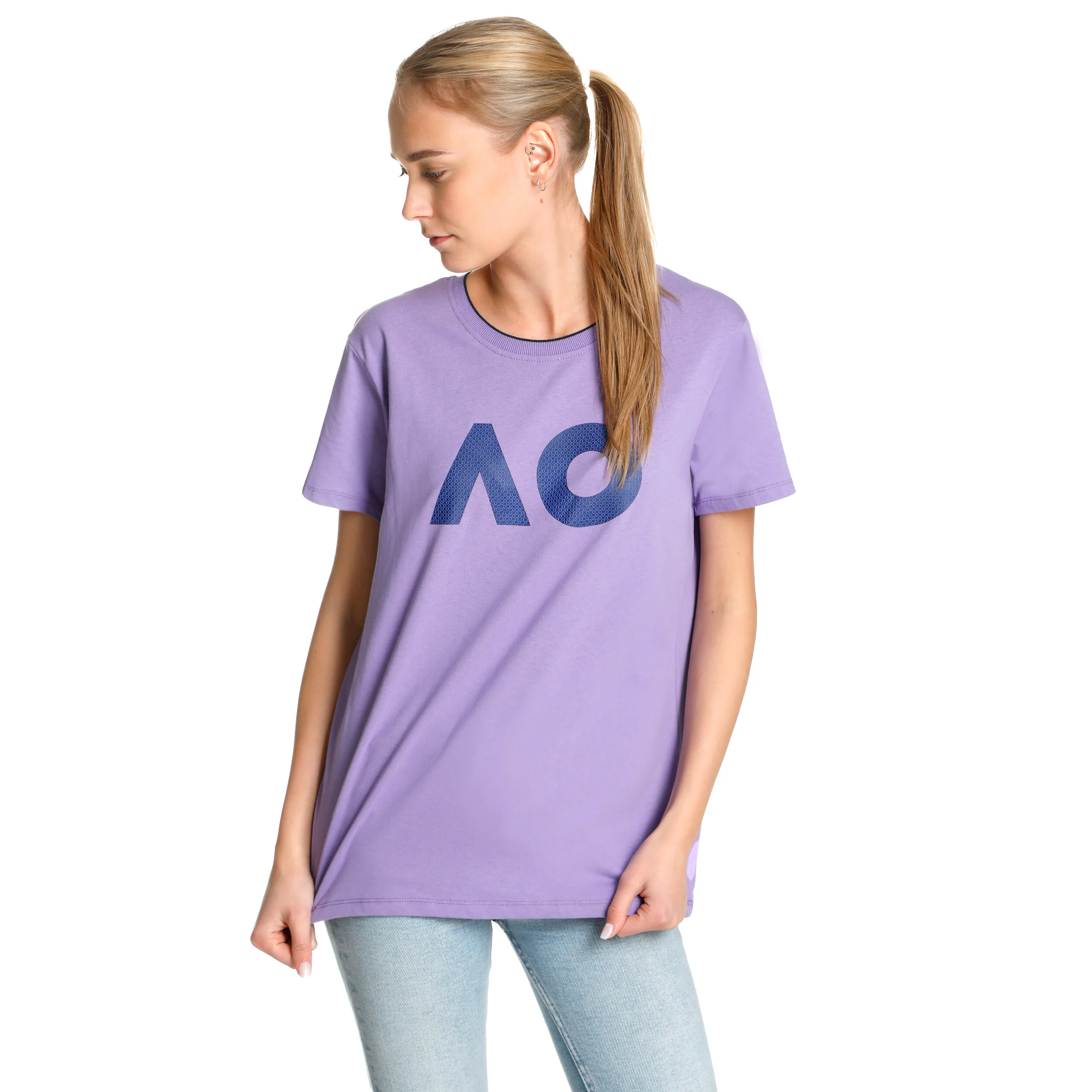 Australian Open AO Stack Print Core Logo T-shirt Femmes - Violet