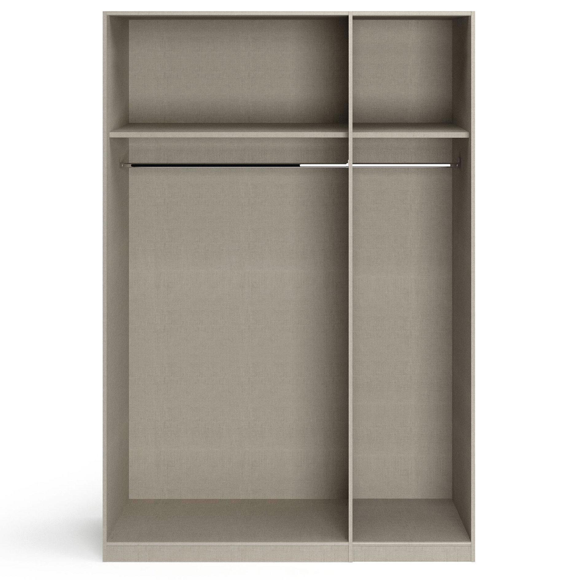 Drehtürenschrank - weiß Hochglanz - seidengrau - Spiegel - 3-türig - 136x210 cm