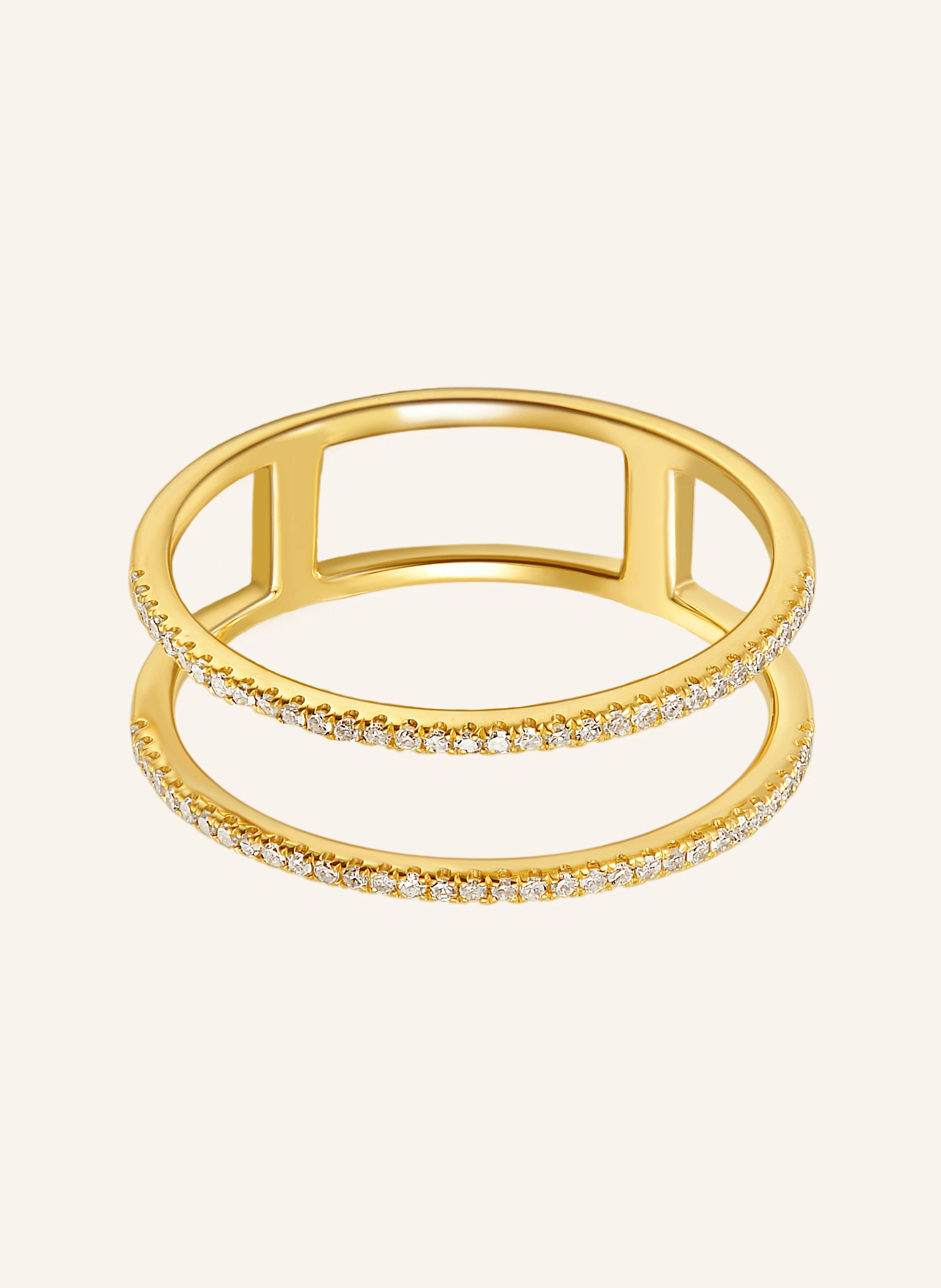 Leaf Ring DOUBLE aus 18 Karat Gelbgold mit Diamanten