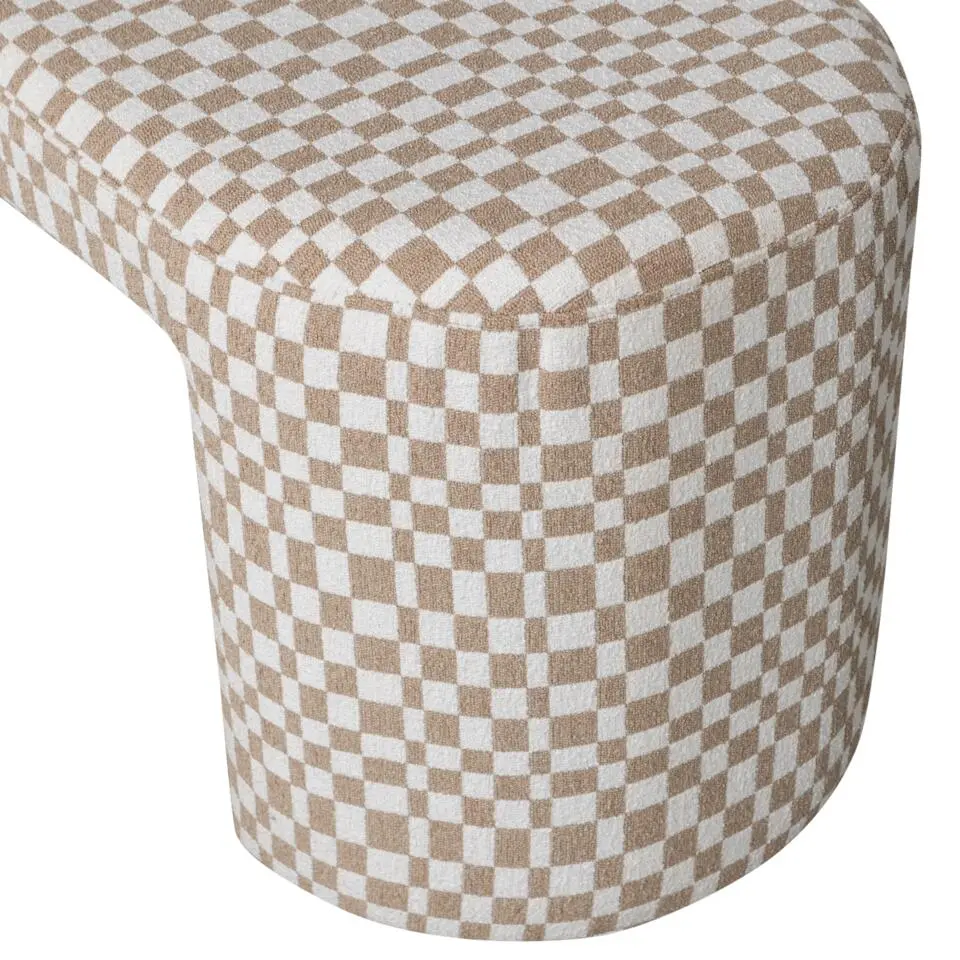WOOOD Jacob Bankje - Polyester - Geruit - Zand - 46x130x46