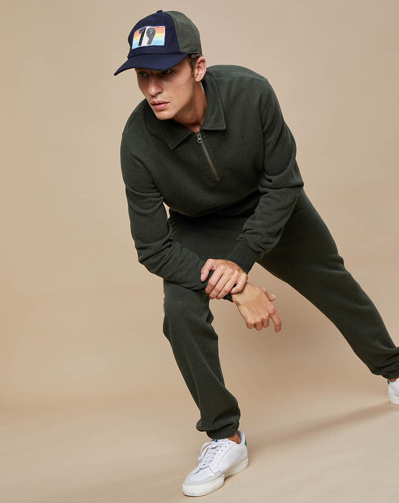 Hartford Sweat polo zippé army