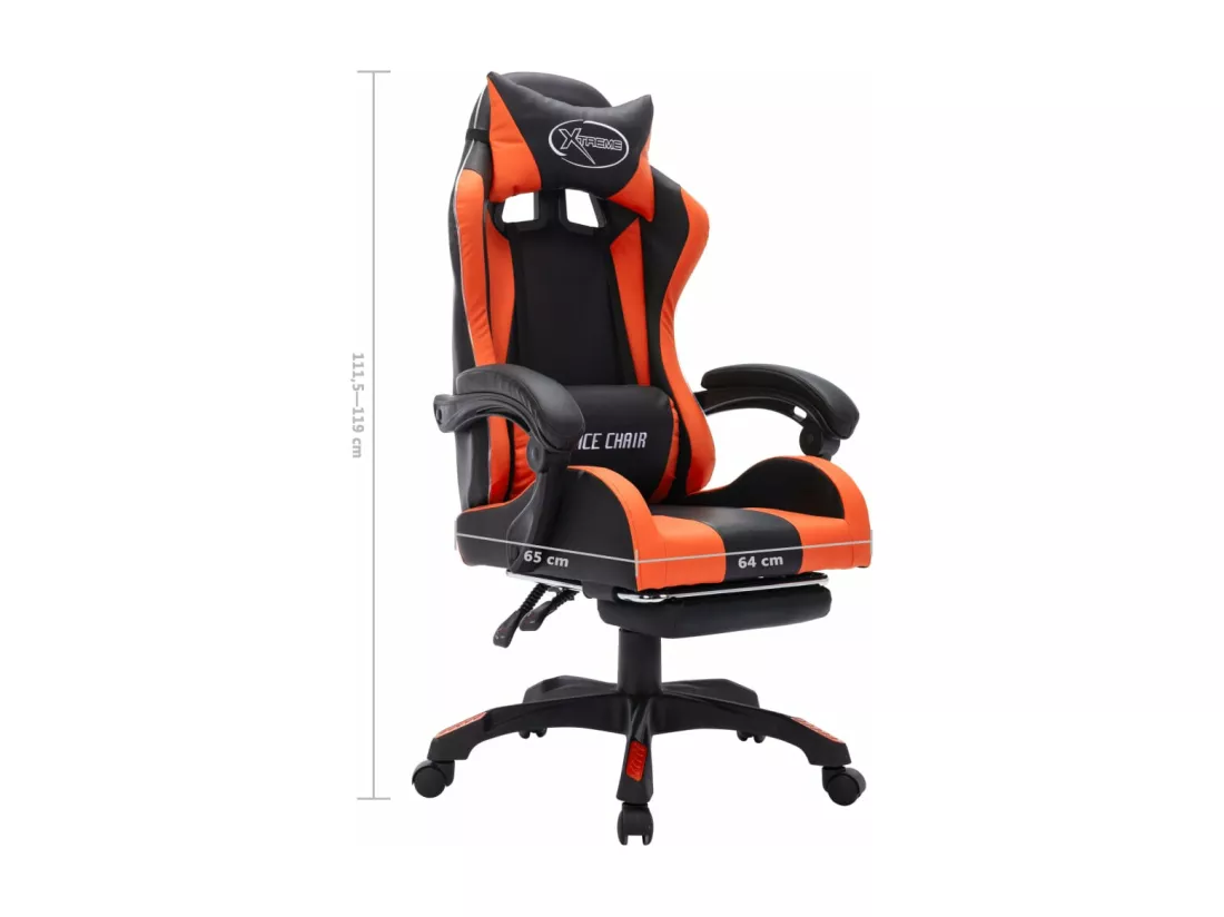 Fauteuil de jeux vidéo avec LED RVB Orange et noir Similicuir
