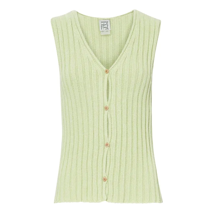 Baserange Gilet Sans Manches Loulou Coton Bio | Vert anis