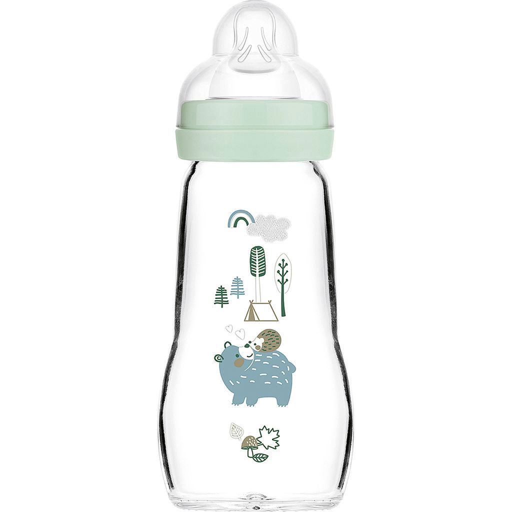 MAMMAM   Babyflasche Feel Good Elements Glas Bär/Igel 170ml